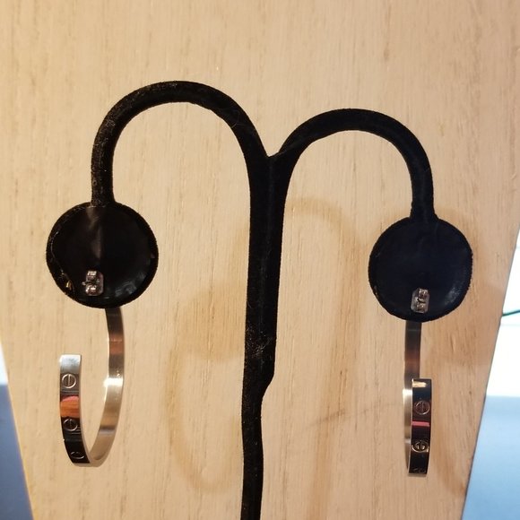 Beautiful Stainless Steel Gold Filled Screw Hoops - Picture 4 of 5